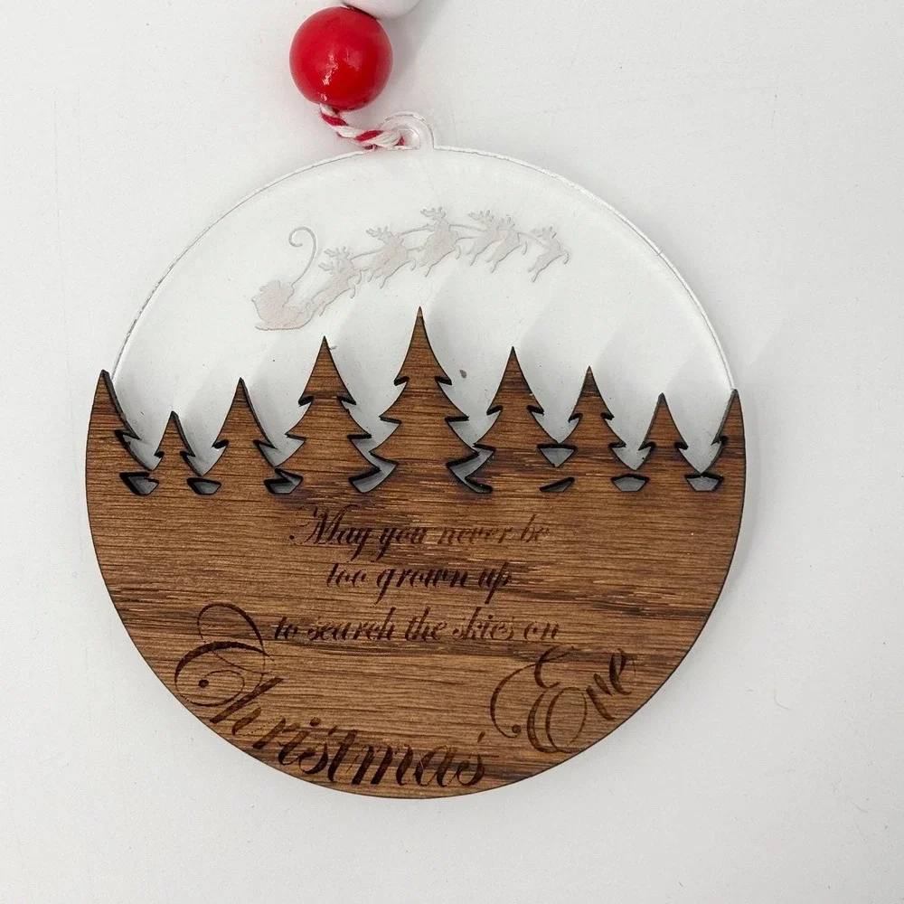 Lot of 5 Christmas Ornaments Bacon, Nativity, Santa Log, S'mores, Laser-Cut Tree